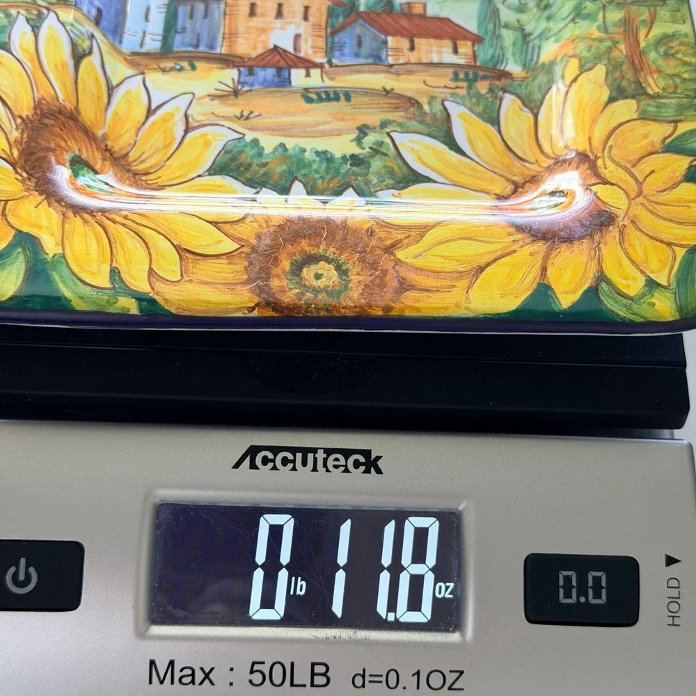 Bettini Germano Deruta Italy Hand Painted Majolica Sunflower Tuscan Plate 6.25